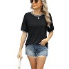 Clearlove Womens Short Sleeve Striped Color Block T Shirts Crewneck Loose Casual Tee Tops - 4 of 4