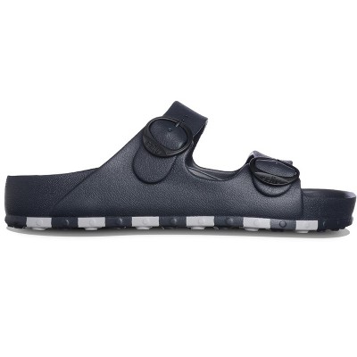 Ccilu Horizon Check Men Casual Beach Slide Sandals With Adjustable Buckle Straps Black/grey 9