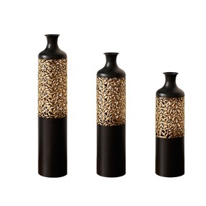 Gulches Floor Metal Vases Decorated White Metal vases Set of 3 gorgeous home decoration large glazed metal vases 20.8in/24.8in/28.7in height - 1 of 4