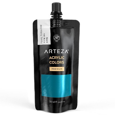 Arteza Metallic Acrylic Artist Paint, Pearl Turquoise, 120ml  - Single Color (ARTZ-9955)
