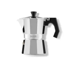 JoyJolt Italian Moka Pot 3 Cup Stovetop Espresso Maker Aluminum Coffee Percolator Coffee Pot Silver