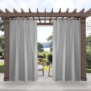 Set of 2 Indoor/Outdoor Solid Cabana Tab Top Window Curtain Panel - Exclusive Home - 1 of 4