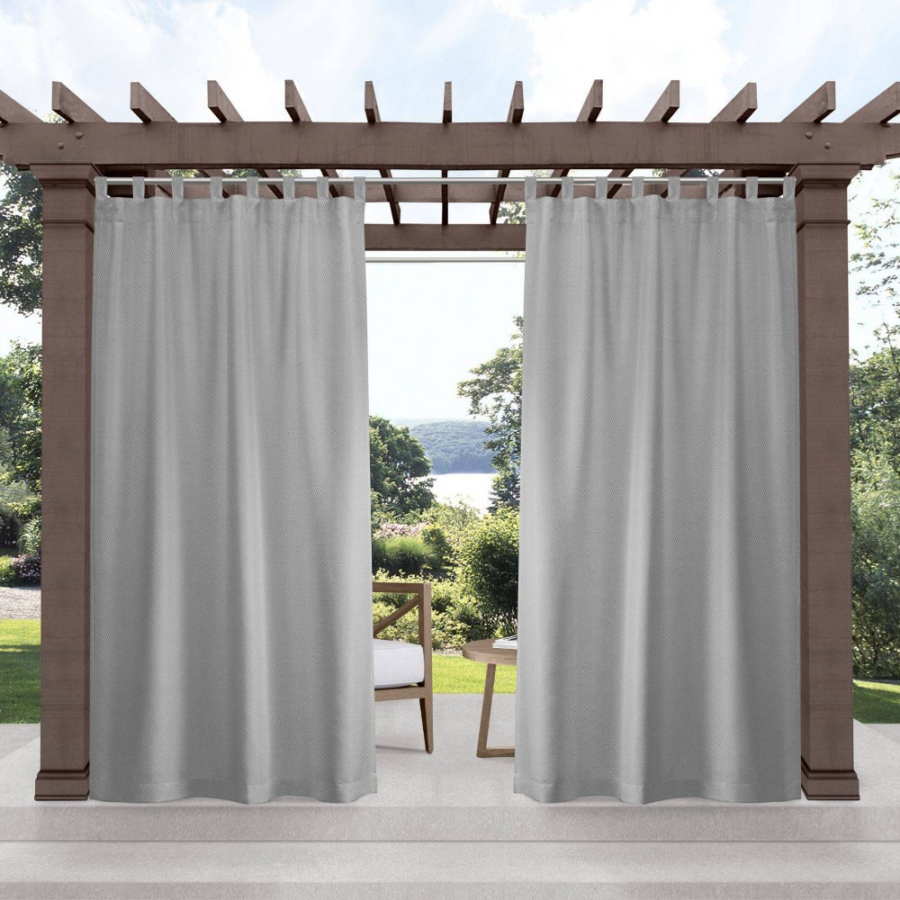 Photos - Curtains & Drapes Set of 2  Indoor/Outdoor Solid Cabana Tab Top Curtain Panels Gra(144"x54")