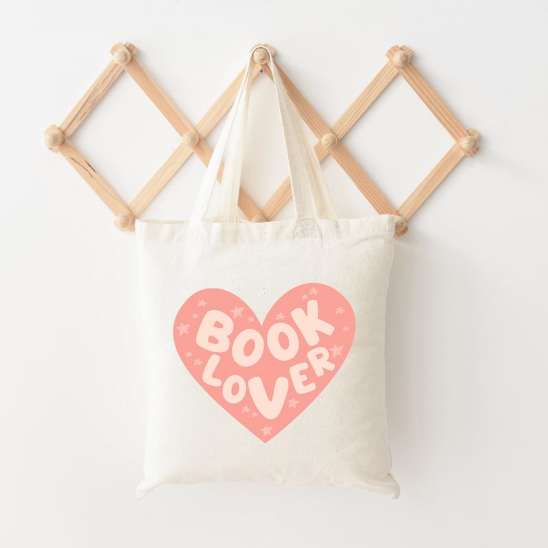 City Creek Prints Book Lover Heart Canvas Tote Bag - 15x16 - Natural, 2 of 3