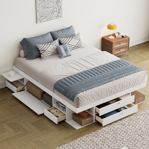 Queen Size Storage Platform Bed with Multiple Drawers and Shelves - 1 of 4