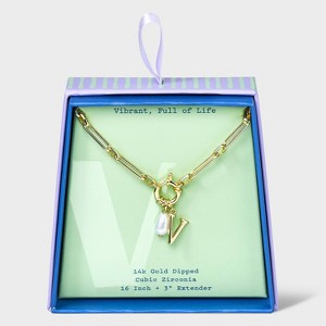 14K Gold Dipped Pearl Charm on Chain Initial Necklace - A New Day Gold - 1 of 4