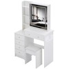Sapphtopaz 37" Vanity Desk Modern Makeup Vanity with 2 Socket, Hair Dryer Stand, LED Sliding Mirror for Bedroom, Living Room, Locker Room - 2 of 4
