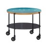 Round Metal Wheeled Coffee Table with Enamel Tray Top Black - Olivia & May - 3 of 4