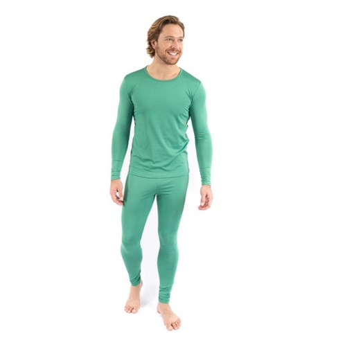 Leveret Mens Two Piece Thermal Pajamas Solid Green L : Target