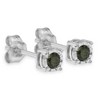 Haus of Brilliance Silver Rose Cut Treated Green Diamond Solitaire Stud Earringss - 4 of 4