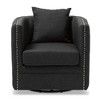 Micah Fabric Upholstered Tufted Swivel Chair Black - Baxton Studio: Plywood Frame, 360-Degree Rotation, Elegant Design - 2 of 4