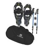 Outbound Lightweight 30 Inch Long Aluminum Framed Snowshoe Kit with Adjustable Poles and Anti Shock Mechanisms, and Carrying Tote Bag, Black