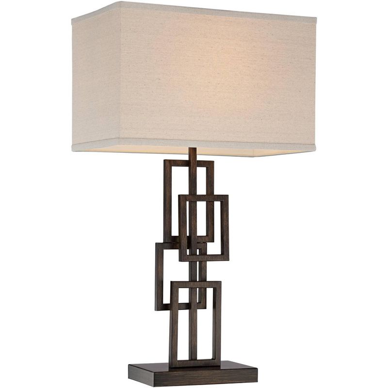 360 Lighting Kory Industrial Table Lamps 26 1/2" High Set of 2 Dark Bronze Off-White Linen Rectangular Shade for Bedroom Living Room Nightstand Office, 5 of 9