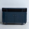 Curved Storage Sideboard Cabinet with Fraxinus Mandschuric Veneer, 4 Doors, Adjustable Shelves, and Fir Wood Legs, Sideboard for Dining Room - 4 of 4