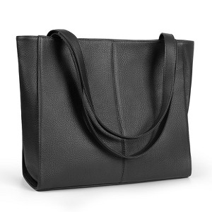 Generic Black Genuine Leather Tote Bag for Women Work, Women's Leather Shoulder Bags Purses - 1 of 4