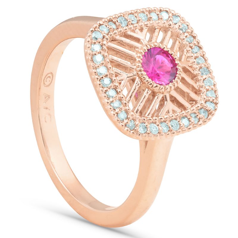 Pompeii3 1/2 Ct Diamond & Ruby Fashion Designer Ring 14k Rose Gold, 3 of 6