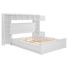 Queen Size Wooden Bed With All-in-One Cabinet Shelf and Sockets  Twin XL Trundle  White - 4 of 4