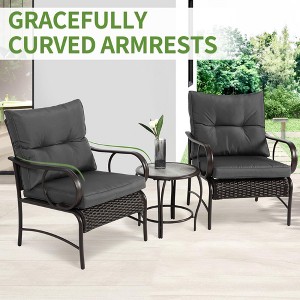 HOMEFUN 3 Pieces Patio Set Outdoor Wicker Furniture Sets Modern Rattan Chair Conversation Sets with Coffee Table - 1 of 4