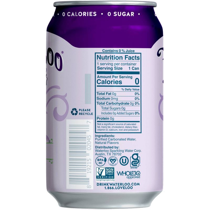 Waterloo Grape Sparkling Water - 8pk/12 fl oz Cans, 4 of 7