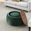 25" x 25" x 14.7" Round Storage Ottoman, 2 in 1 Function, Work As End table and Ottoman, with Small Seat - 4 of 4