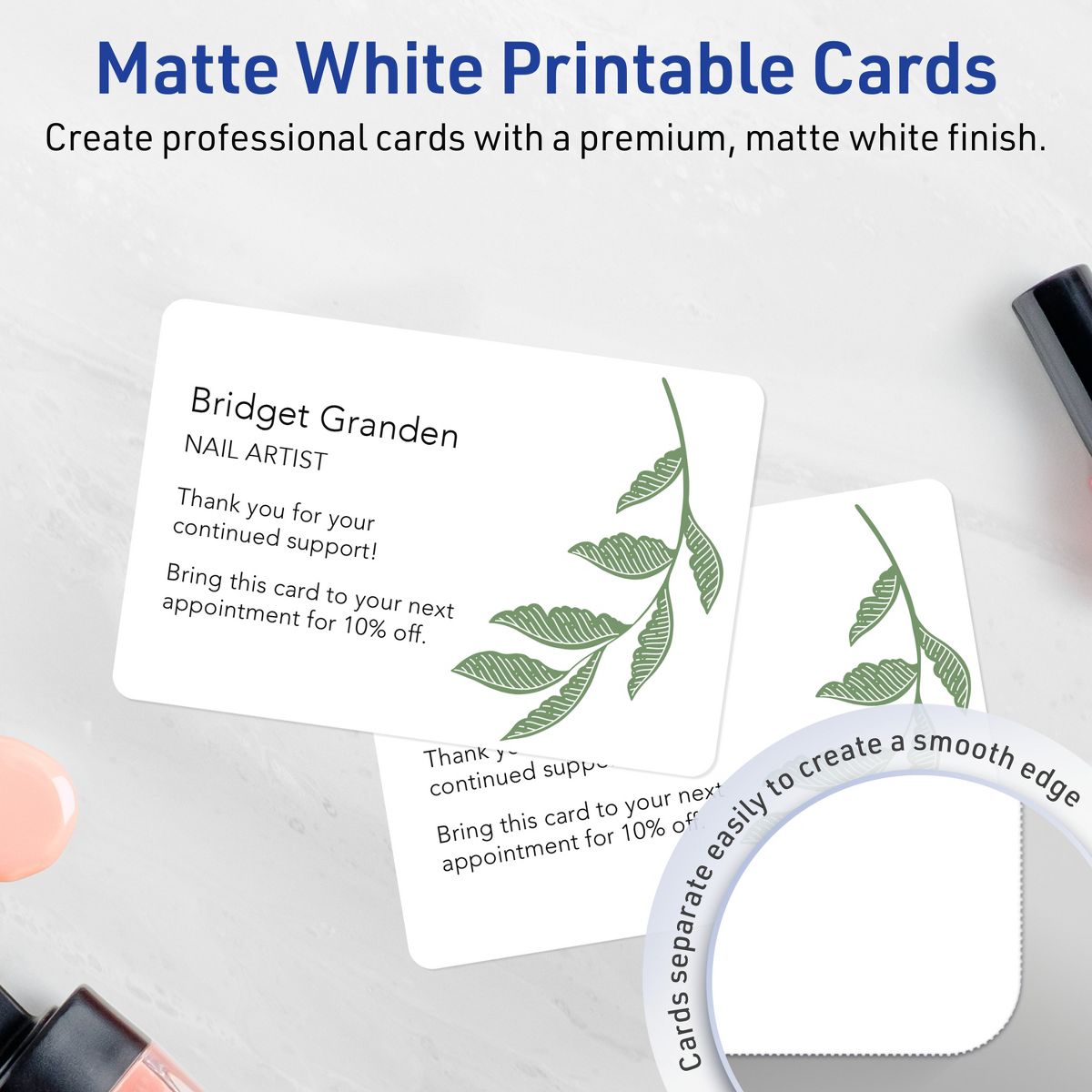 Avery Matte White Invitation Cards, 5" x 7" Rectangle Rounded Corners - thumbnail 2