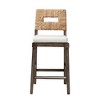 bali & pari Porsha Modern Bohemian Dark Brown Finished Mahogany Wood and Natural Rattan Counter Stool - 3 of 4