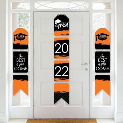 Big Dot of Happiness Orange Grad - Best is Yet to Come - Hanging Vertical Paper Door Banners - 2022 Grad Party Wall Decor Kit- Indoor Door Decor