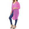 LA LEELA Women's Open Front Solid Sheer Beach Button Down Swimwear Cover ups Casual Duster for Women Beachwear Cardigan for Women - 3 of 4
