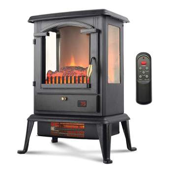 LifeSmart LifePro 1500 Watt Portable Electric Infrared Quartz Stove Heater for Indoor Use with 3 Heating Elements and Remote Control, Black