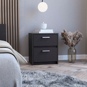 NicBex 2 Drawers Nightstand with Black Metal Handles,Bedside Table with Storage Space,Modern Side Table for Bedroom - 1 of 4