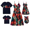 PATPAT Family Matching Mommy and Me Floral  Strap Midi Dresses and Splicing Short-sleeve T-shirts Sets - 2 of 4