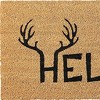 HomeRoots 24" X 36" Natural And Black Hello With Antlers Outdoor Coir Door Mat - 4 of 4