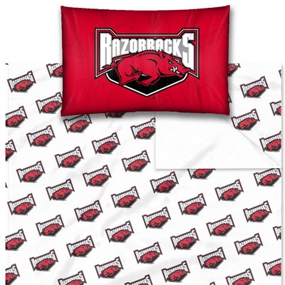 NCAA Logo Twin-Single Bed Sheet Set - Arkansas Razorbacks..