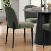 5-Piece Round Dining Table Set, 42'' Black Wood Table and 4 Linen Blend Upholstered Chairs, Modern Kitchen or Apartment Furniture-Maison Boucle - 3 of 4