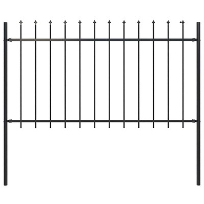 Garden Fence with Spear Top Steel 71.3"x39.4" Black vidaXL