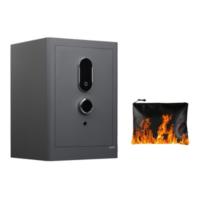 JUJABU 23.6" Tall Security Safes with Fingerprint Lock, Alarm & Vibration Sensor, and Fireproof Document Bag, for Home or Office