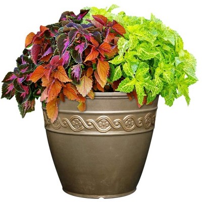 Bronze 13" Resin Indoor/Outdoor Flower Pot Planter