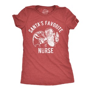 Womens Funny T Shirts Santas Favorite Nurse Sarcastic Christmas Graphic Novelty Tee For Ladies - Crazy Dog Women's T Shirt Gift For Christmas - 1 of 4