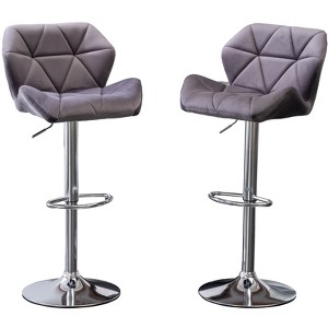 Velvet Diamond Tufted Swivel Barstool, Set of 2, Adjustable Counter Height Stools for Kitchen, Pub, Gray - 1 of 4