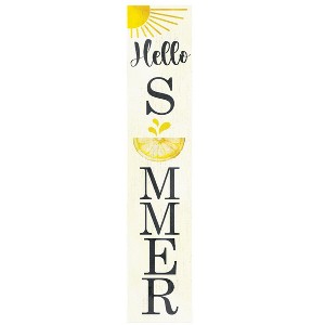 HomeRoots 48" White And Yellow Solid Wood Hello Summer Porch Sign - 1 of 4
