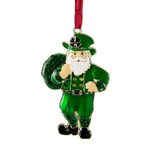 Northlight 3.5" Green Brass-Plated Irish Santa Christmas Ornament with European Crystals - 1 of 4