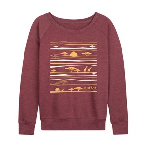 Women's - The Lion King - Line Pattern Lightweight French Terry Wide Neck Long Sleeve Shirt - 1 of 4