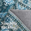 9x12 Washable Vintage Rug, Non-Slip Low Pile, Foldable, Stain-Resistant Indoor Carpet for Living Room, Bedroom, Dining Room, Blue - 4 of 4