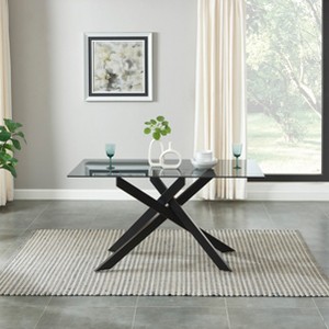 Probe Hues 58.4 Inch Dinning Table with Glass Top and Steel Legs - 1 of 4