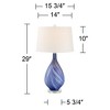 Possini Euro Design Taylor 29" Tall Teardrop Modern Coastal End Table Lamp Blue Art Glass Single White Shade Living Room Bedroom Bedside Nightstand - 4 of 4