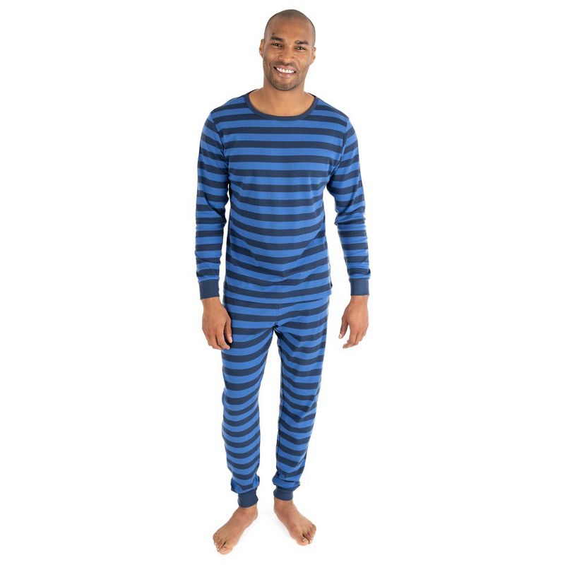 Leveret Mens Two Piece Cotton Striped Pajamas, 1 of 4