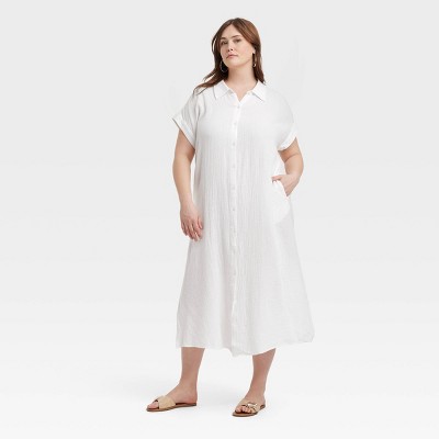 Women's Gauze Button-Front Maxi Shirtdress - Universal Thread™