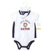 Hudson Baby Infant Boy Bodysuit, Short and Sock, Great Catch Baseball - 2 of 4