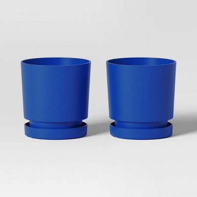 2pc Recycled Resin Indoor Outdoor Planter Pots Blue 4"x4"x4" - Room Essentials™