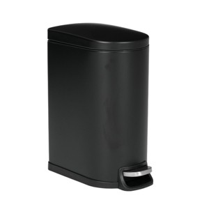 SEVOBAL Trash Can Kitchen Garbage Can Trash Cans Rectangle Stainless Steel with Soft Close Lid Step Foot Pedal Bathroom Toilet, Black, 18"*14"*9" - 1 of 4